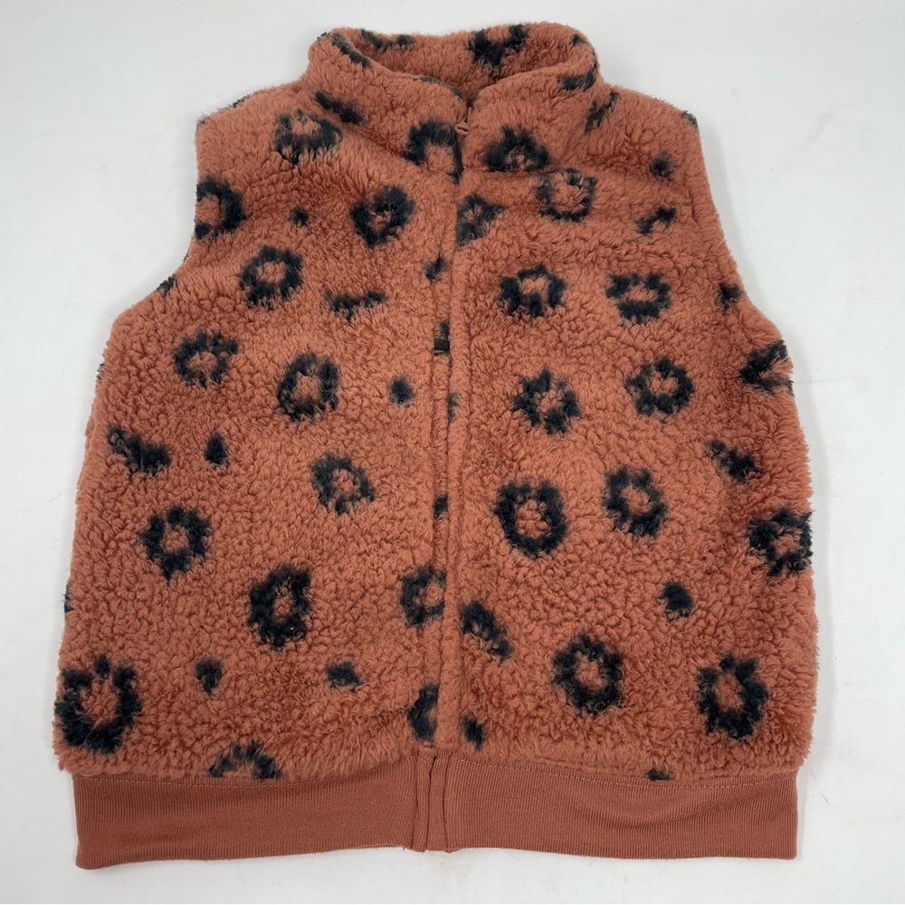 Kid Brown Black Leopard Fuzzy Vest Size 4T